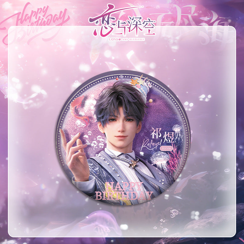 Love and DeepSpace Rafayel Birthday Series Co-branded Combo Set - Double Flash Badge, Standee Anime Game Merchandise Gift - merrys
