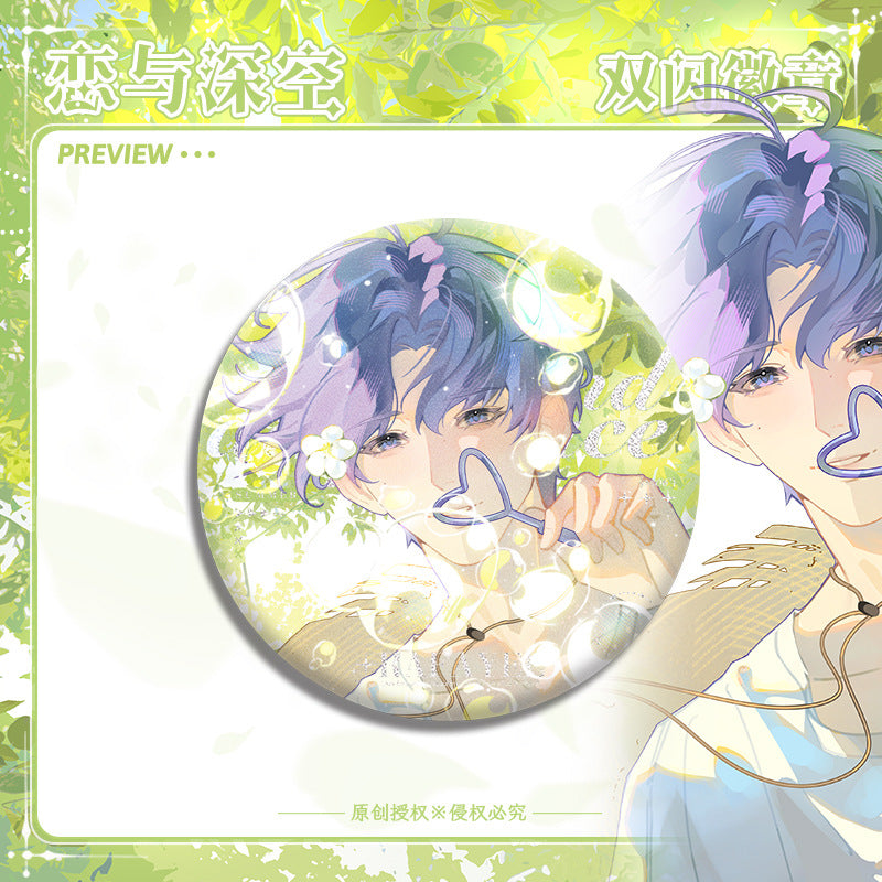 Original Love and DeepSpace Four Seasons Movement Double Flash Badge - 75mm 58mm PET Badge Game Merchandise - merrys