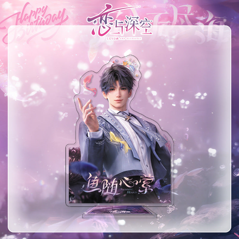 Love and DeepSpace Rafayel Birthday Series Co-branded Combo Set - Double Flash Badge, Standee Anime Game Merchandise Gift - merrys