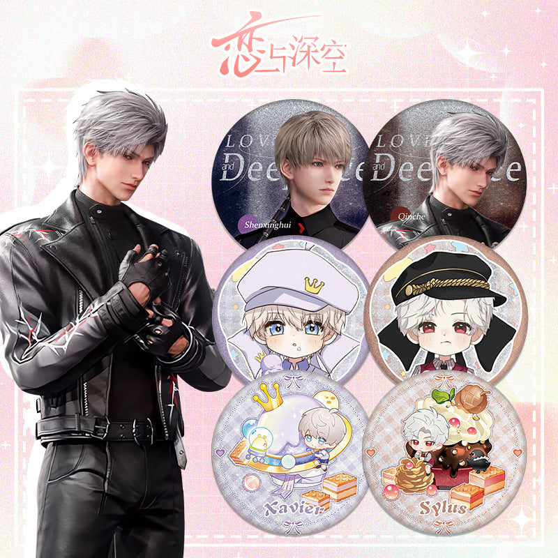 Love and DeepSpace Lawson Co-branded Double Flash Badge - 75mm 58mm Tinplate Anime Merchandise - merrys