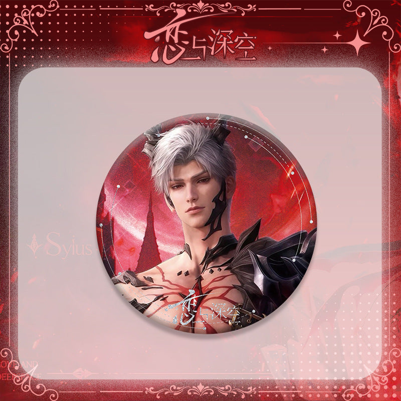 Love and DeepSpace Sylus Abyss Ruler Acrylic Sandwich Standee, Double Flash Badge, Art Card, Quicksand Keychain - merrys