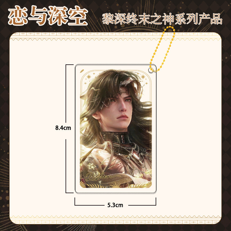 Love and DeepSpace Zayne End of God Series - Acrylic Sandwich Standee, Art Card, Quicksand Keychain