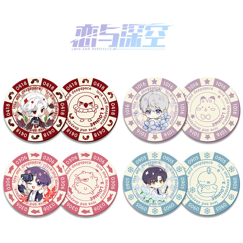 Love and DeepSpace Acrylic Chip Coin - Sandwich Double-Sided High-Definition Pattern Anime Game Decorative Merchandise