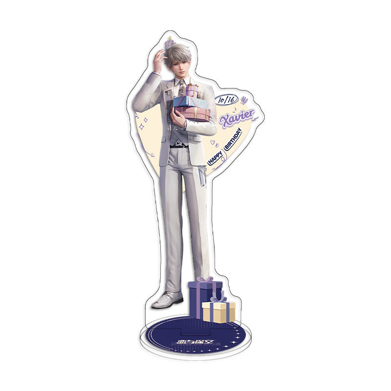 LaDS Xavier Birthday Three-Piece Set - Sandwich Standee, Double Flash Badge, Keychain Combo - merrys