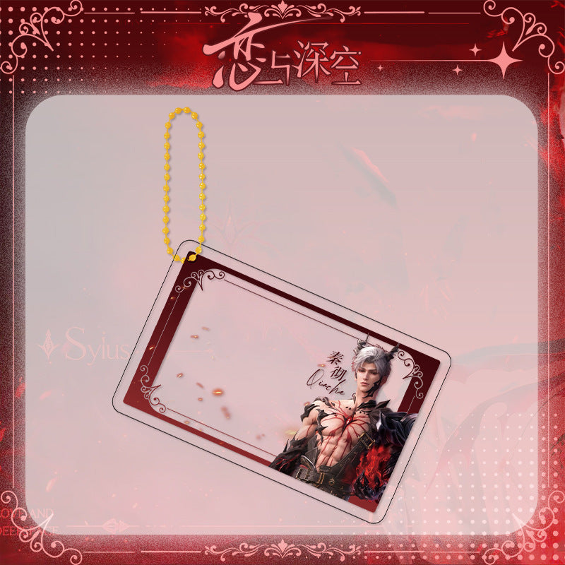 Love and DeepSpace Sylus Abyss Ruler Acrylic Sandwich Standee, Double Flash Badge, Art Card, Quicksand Keychain - merrys