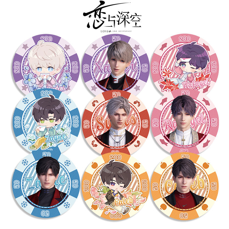 Love and DeepSpace Acrylic Chip Coin 201-250 - Sandwich Double-Sided High-Definition Pattern Anime Game Merchandise