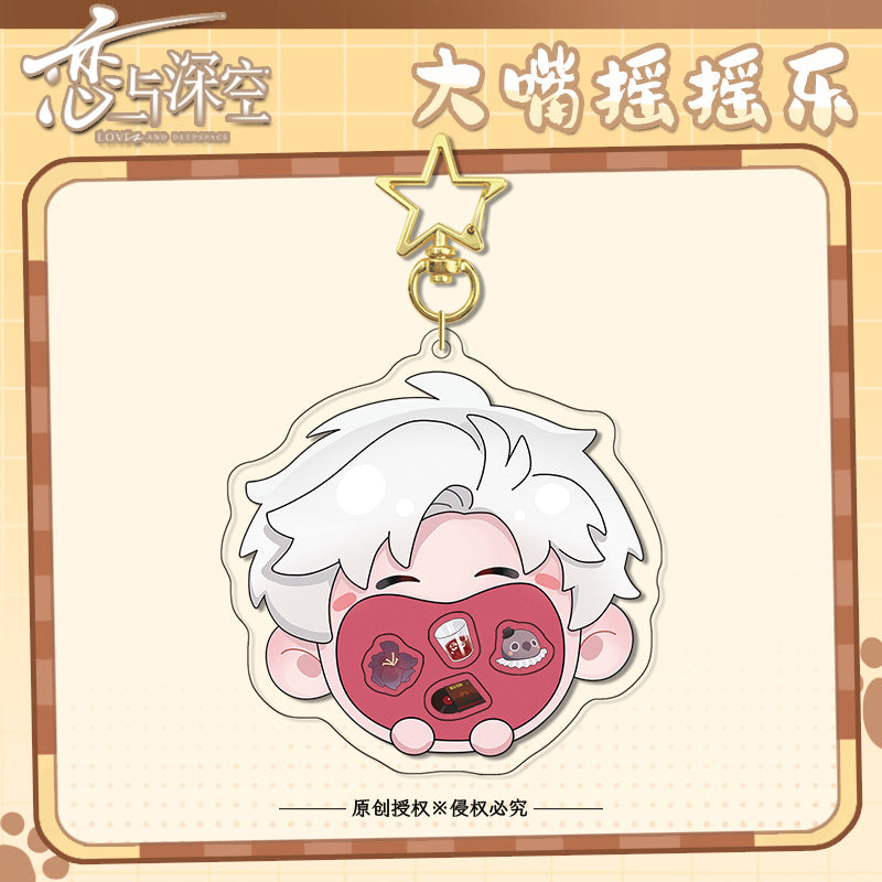 Love and DeepSpace Original Chibi Big Mouth Shaker Keychain Double-Sided Pattern Creative Acrylic Merchandise Charm