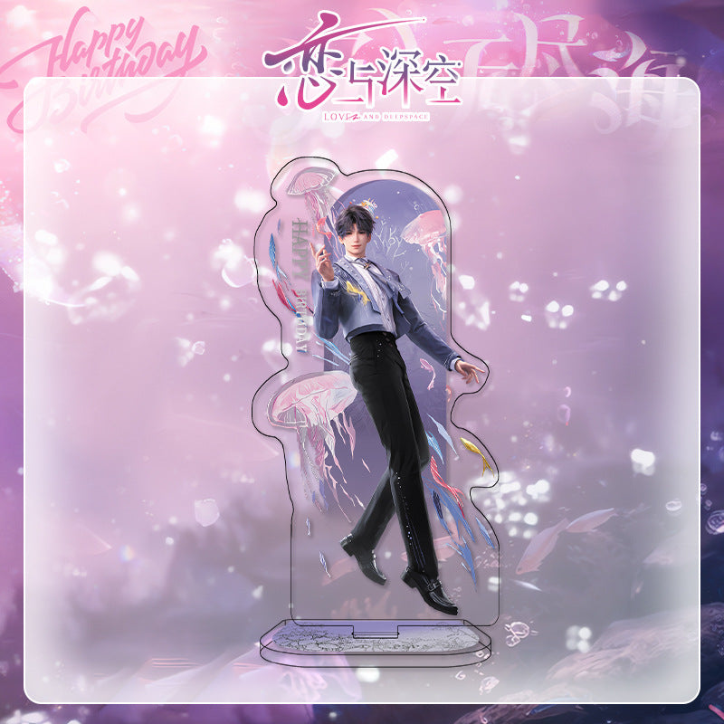 Love and DeepSpace Rafayel Birthday Series Co-branded Combo Set - Double Flash Badge, Standee Anime Game Merchandise Gift - merrys