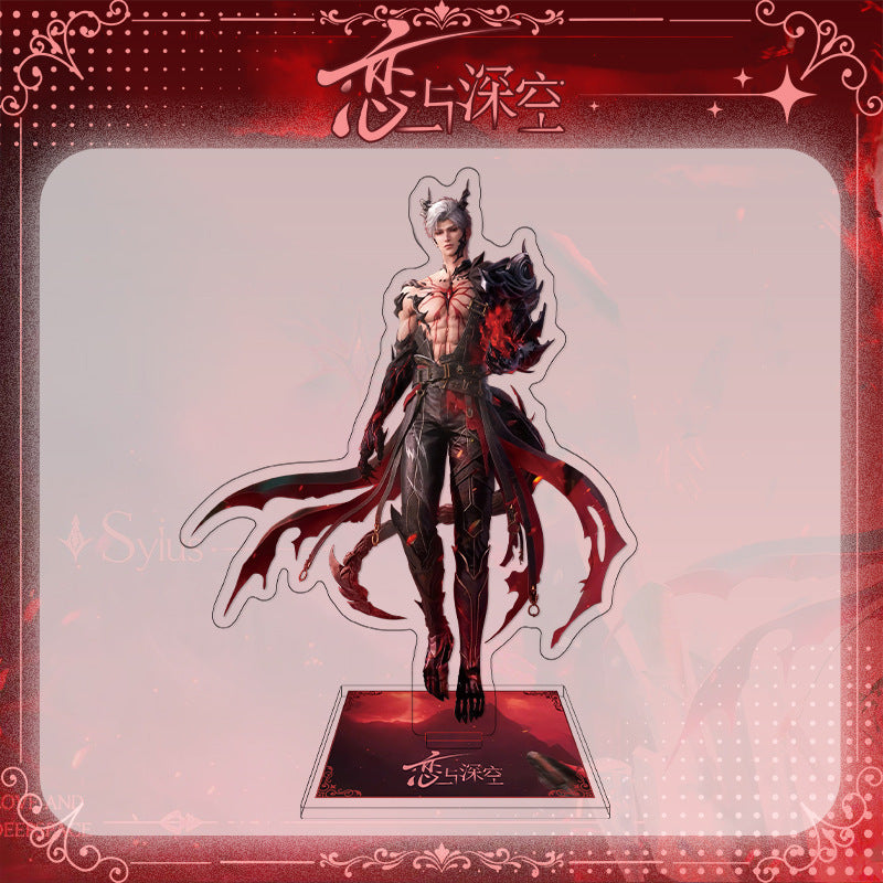 Love and DeepSpace Sylus Abyss Ruler Acrylic Sandwich Standee, Double Flash Badge, Art Card, Quicksand Keychain - merrys