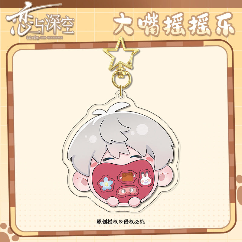 Love and DeepSpace Original Chibi Big Mouth Shaker Keychain Double-Sided Pattern Creative Acrylic Merchandise Charm