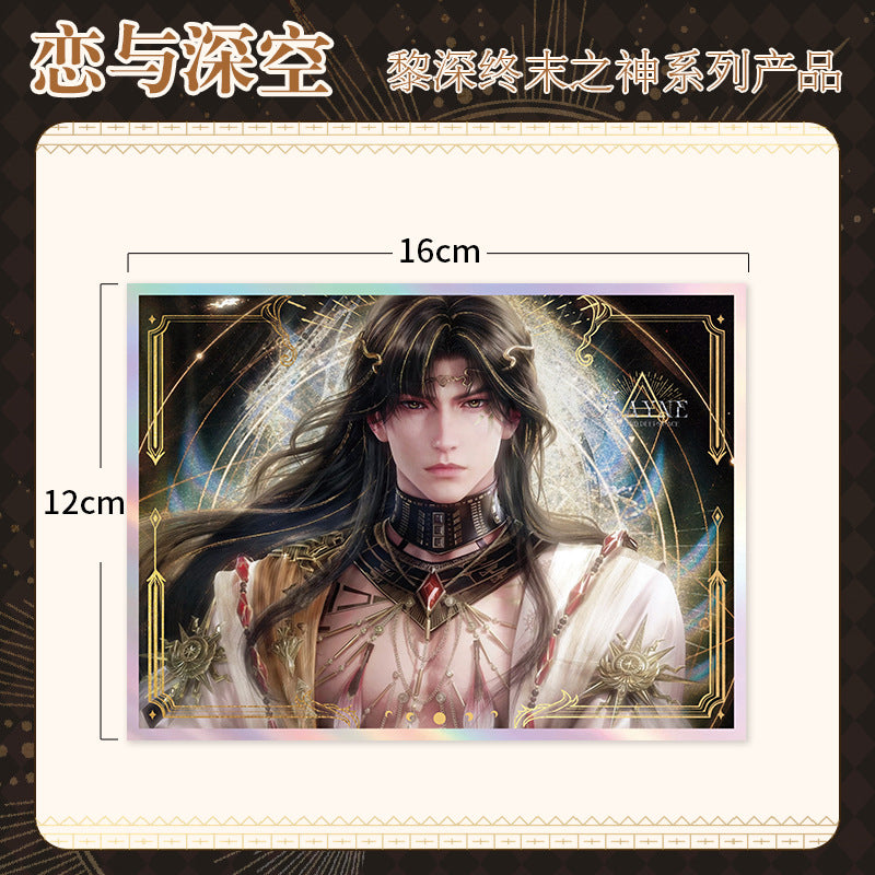 Love and DeepSpace Zayne End of God Series - Acrylic Sandwich Standee, Art Card, Quicksand Keychain