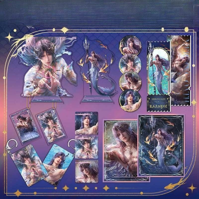LaDS Rafayel Lemuria Sea God Series - Acrylic Sandwich Standee, Art Card, Quicksand Keychain - merrys