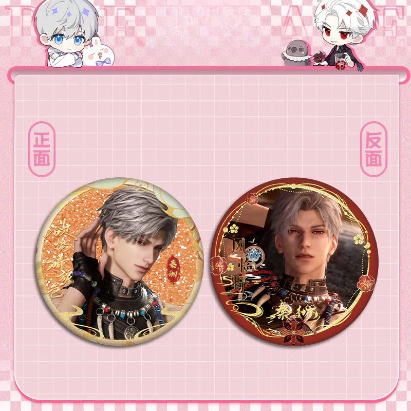 LaDS Flow Sand Mahjong Badge - Full Double-Sided Pattern 58mm Doujin Acrylic Merchandise - merrys