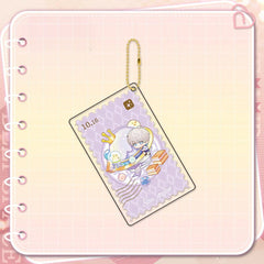 LaDS Golden Beaded Chain Clear Card Keychain - Double-Sided Sandwich Anime Game Acrylic Charm - merrys