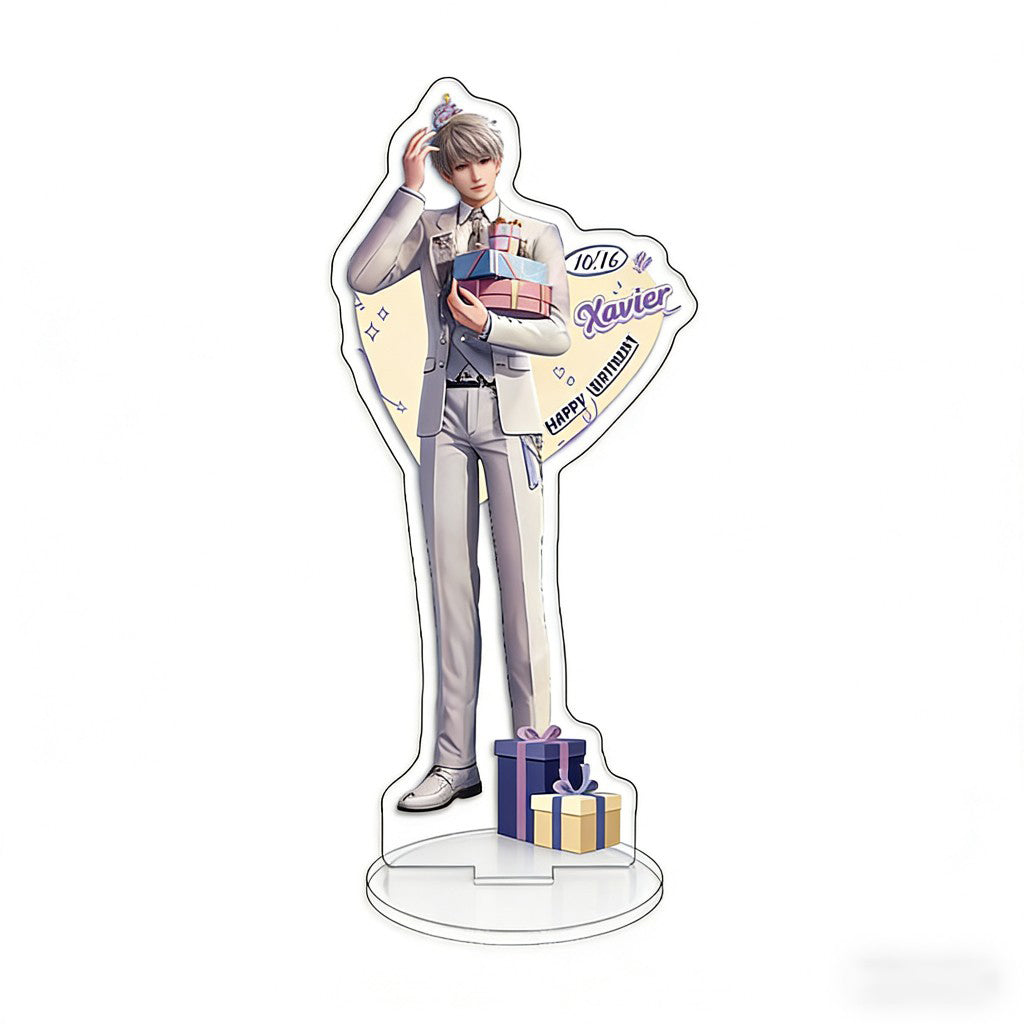 LaDS Xavier Birthday Three-Piece Set - Sandwich Standee, Double Flash Badge, Keychain Combo - merrys