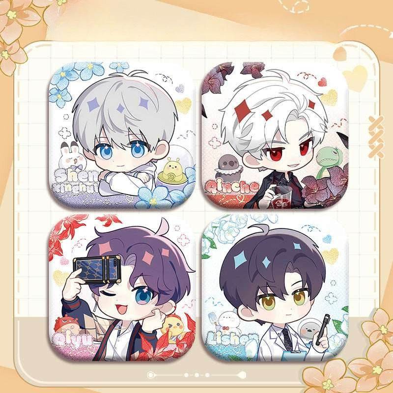 LaDS Collab Series Square Badge - 5cm Tinplate Holographic Silver Foil Dots Plain Surface - merrys