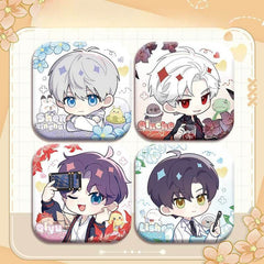 LaDS Collab Series Square Badge - 5cm Tinplate Holographic Silver Foil Dots Plain Surface - merrys