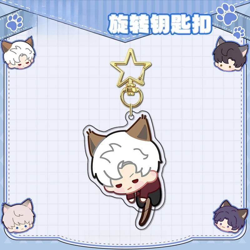 LaDS Rotating Golden Star Keychain - Sandwich Craft Double-Sided High-Definition Anime Acrylic Charm - merrys