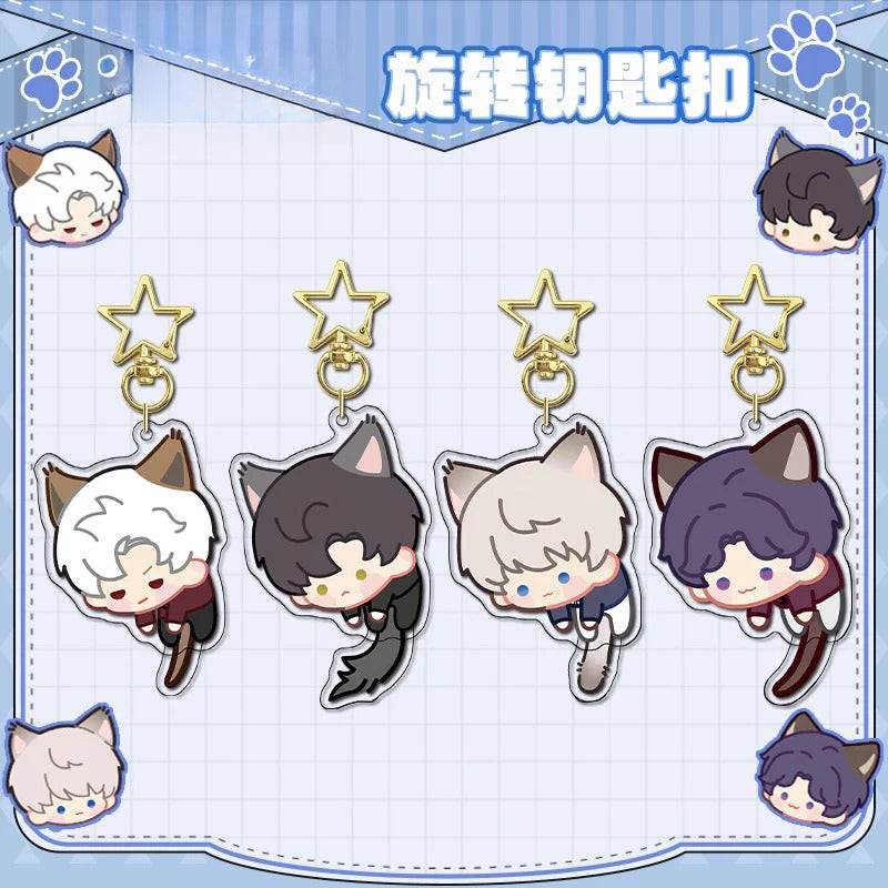 LaDS Rotating Golden Star Keychain - Sandwich Craft Double-Sided High-Definition Anime Acrylic Charm - merrys