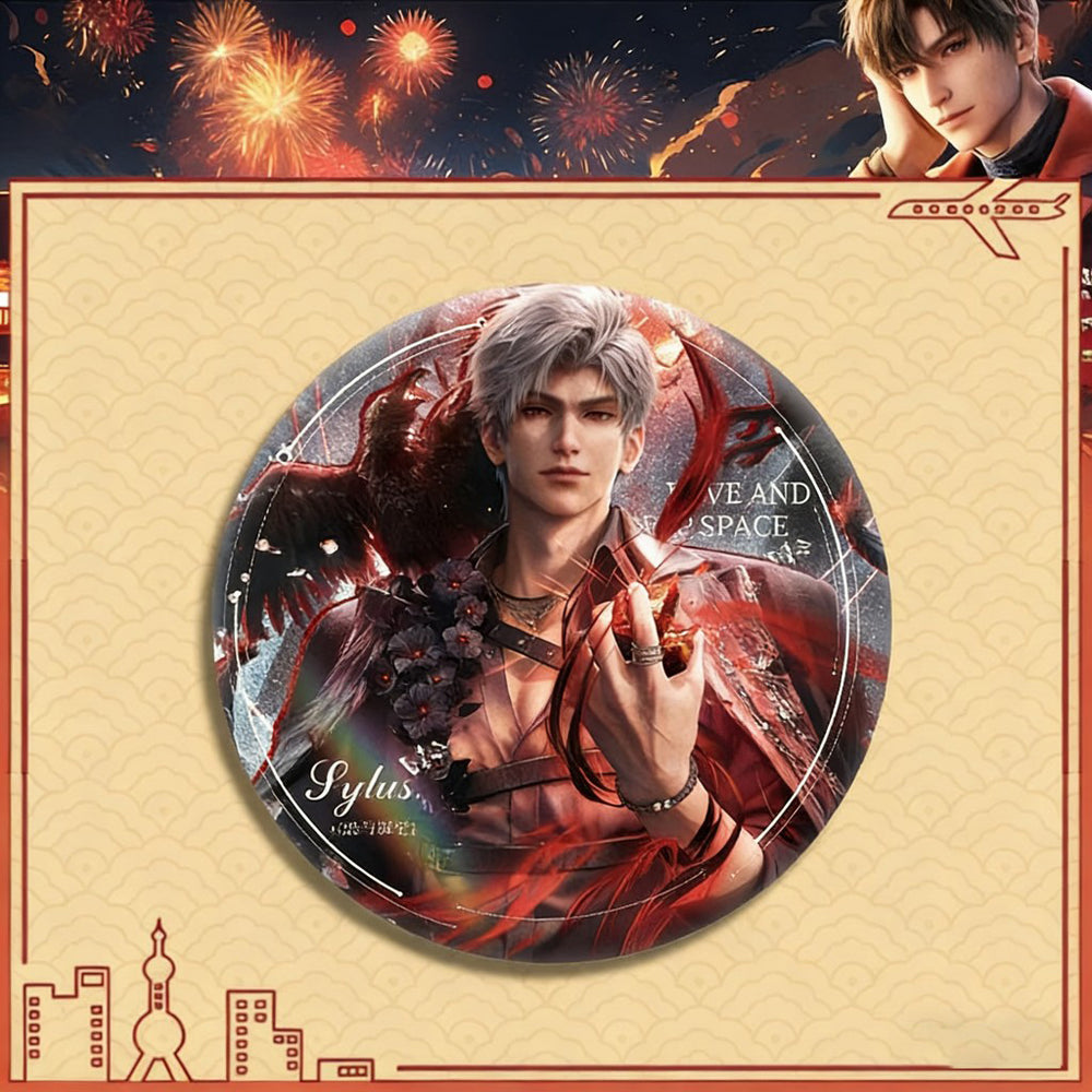 LaDS Double Flash Badge 165-186 - Silver Foil Plain Surface Diameter 75mm 58mm Tinplate Anime Badge - merrys