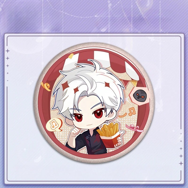 LaDS Collab Series Double Flash Badge - Silver Foil Holographic Plain Surface Tinplate 58/75mm - merrys