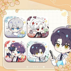 LaDS Collab Series Square Badge - 5cm Tinplate Holographic Silver Foil Dots Plain Surface - merrys