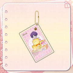 LaDS Golden Beaded Chain Clear Card Keychain - Double-Sided Sandwich Anime Game Acrylic Charm - merrys
