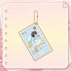 LaDS Golden Beaded Chain Clear Card Keychain - Double-Sided Sandwich Anime Game Acrylic Charm - merrys