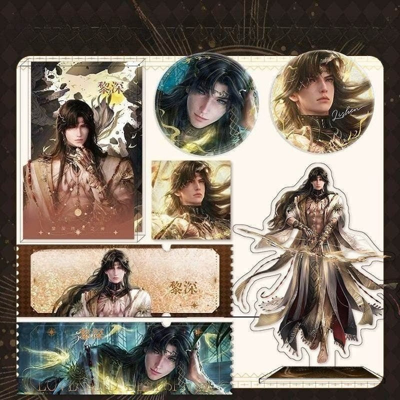 LaDS Zayne End of God Series - Acrylic Sandwich Standee, Art Card, Quicksand Keychain - merrys