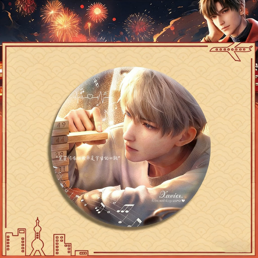 LaDS Double Flash Badge 165-186 - Silver Foil Plain Surface Diameter 75mm 58mm Tinplate Anime Badge - merrys