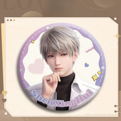 LaDS Collab Series Double Flash Badge - Silver Foil Dots Holographic Plain Surface Tinplate 58/75mm - merrys