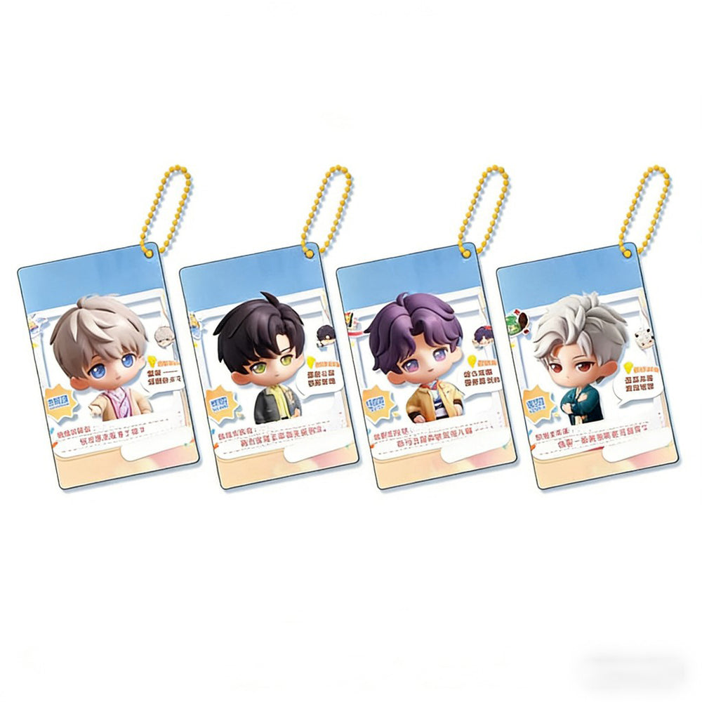 LaDS Golden Beaded Chain Clear Card Keychain 159-162 - Double-Sided Sandwich Anime Game Acrylic Merchandise - merrys