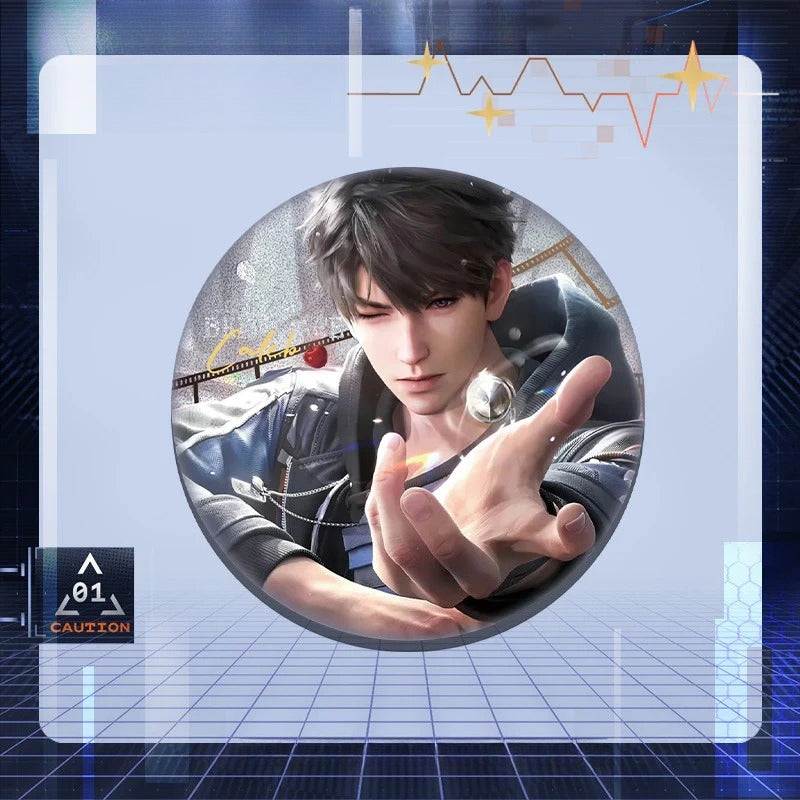 LaDS Caleb Merchandise - Acrylic Sandwich Standee, Double Flash Badge, Art Card, Quicksand Keychain - merrys