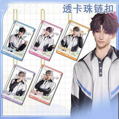 LaDS Golden Beaded Chain Clear Card Keychain 163-167 Double-Sided Sandwich Anime Game Merchandise Charm - merrys