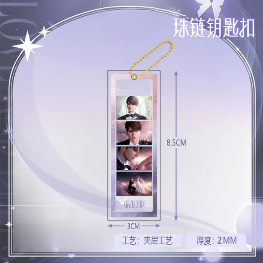 LaDS Long Keychain - Electroplated Golden Beaded Chain Clasp, Anime Acrylic Charm - merrys