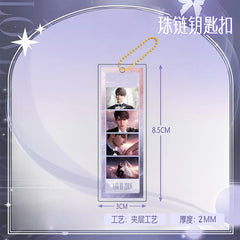 LaDS Long Keychain - Electroplated Golden Beaded Chain Clasp, Anime Acrylic Charm - merrys