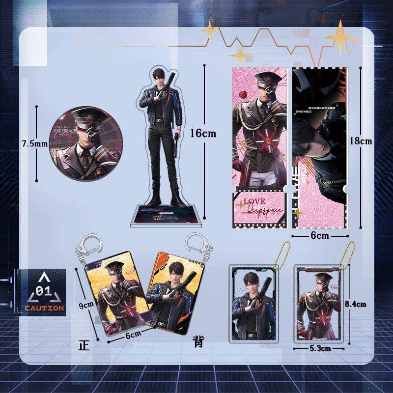 LaDS Caleb Merchandise - Acrylic Sandwich Standee, Double Flash Badge, Art Card, Quicksand Keychain - merrys